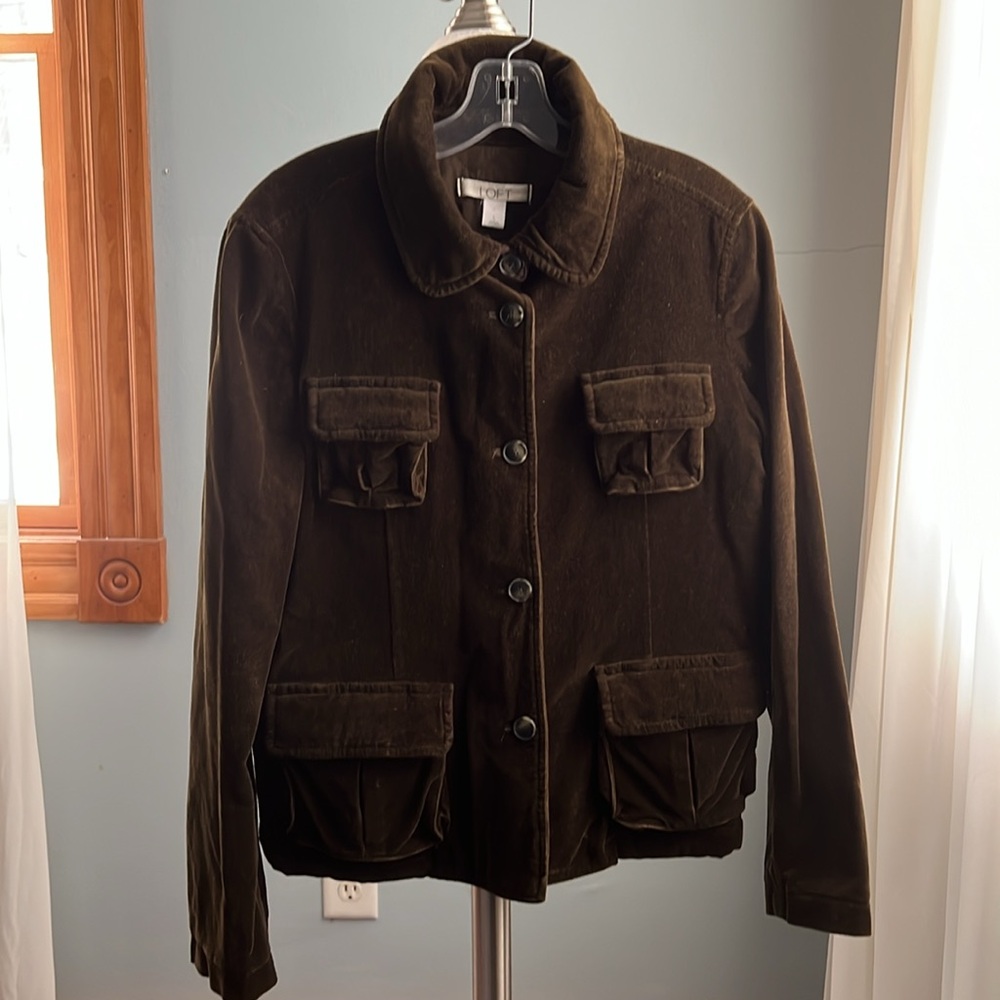 Ann Taylor Loft velvet jacket Olive Green size L